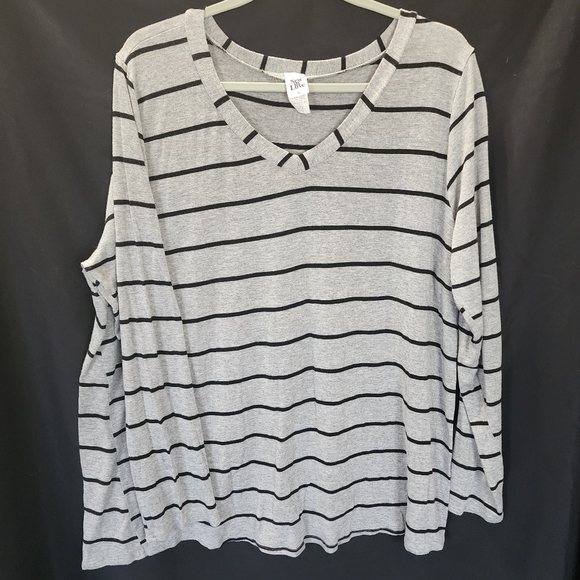Sew In Love Tops - Minimalist Striped V Neck Long Sleeve Top | Sew In Love | 2X